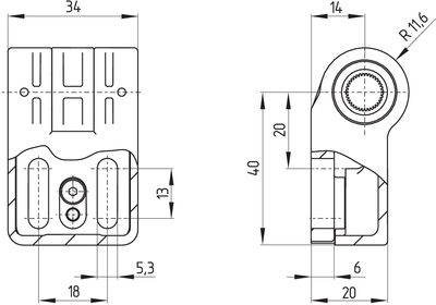 Schmersal TV8S521 HINGE-L / TV8S-AH Safety switch for hinged guard